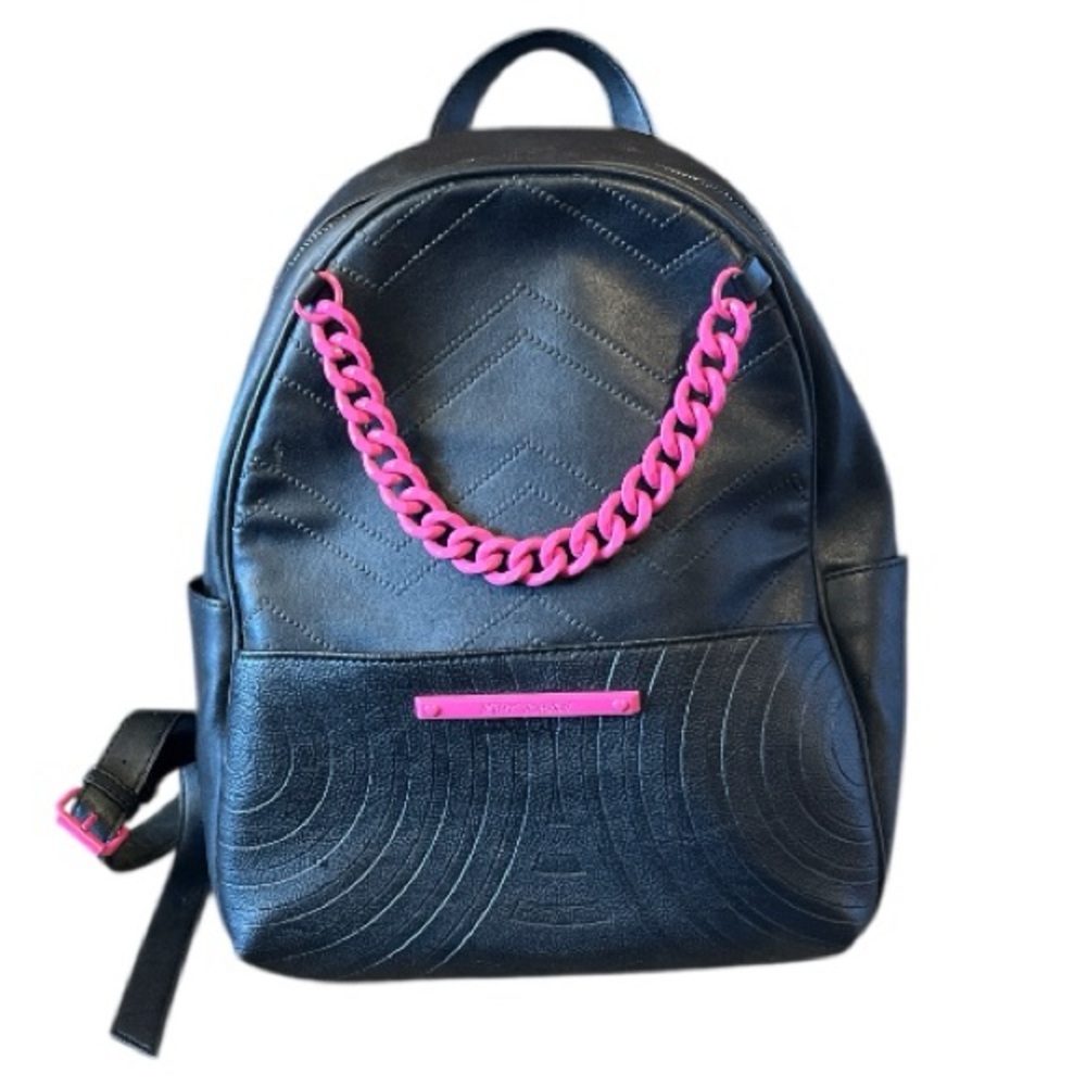 BETSEY JOHNSON Quilted Faux Leather Chain Backpack